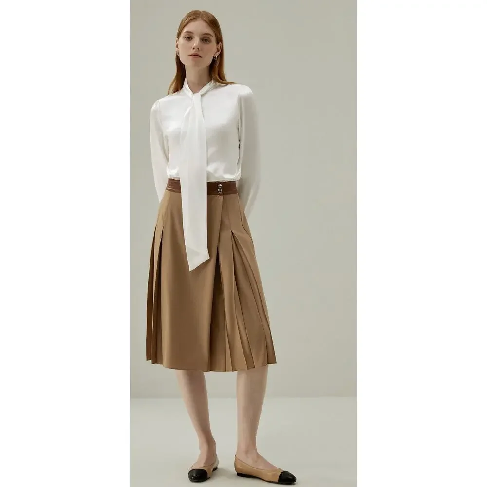 LilySilk M Women Bow-tie Neck Silk Blouse